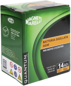 Magneti marelli batteria moto e scooter 14ah 12v 185a tecnologia agm sigillata polo positivo destro